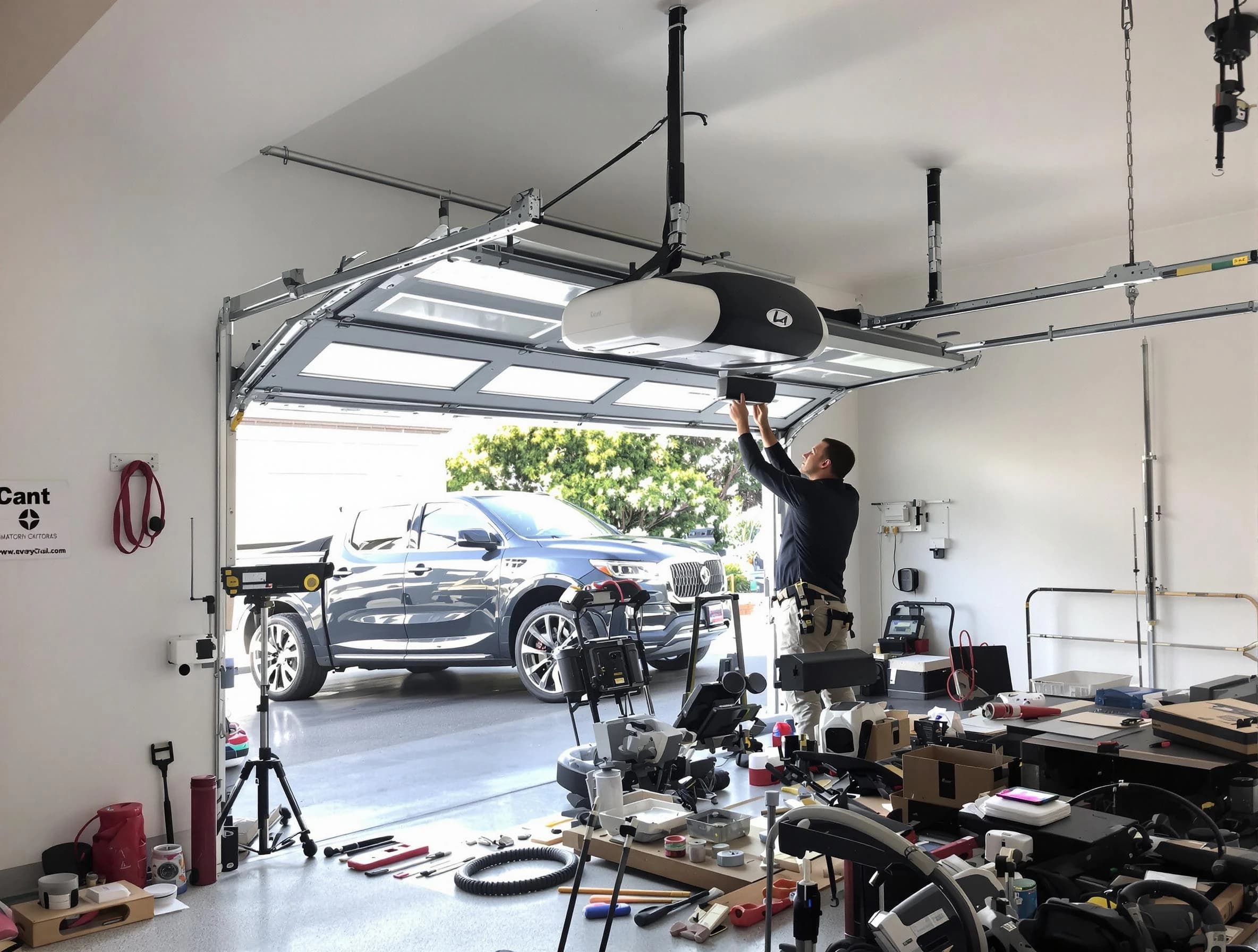 Wakefield Garage Door Repair specialist installing smart garage door opener system in Wakefield home