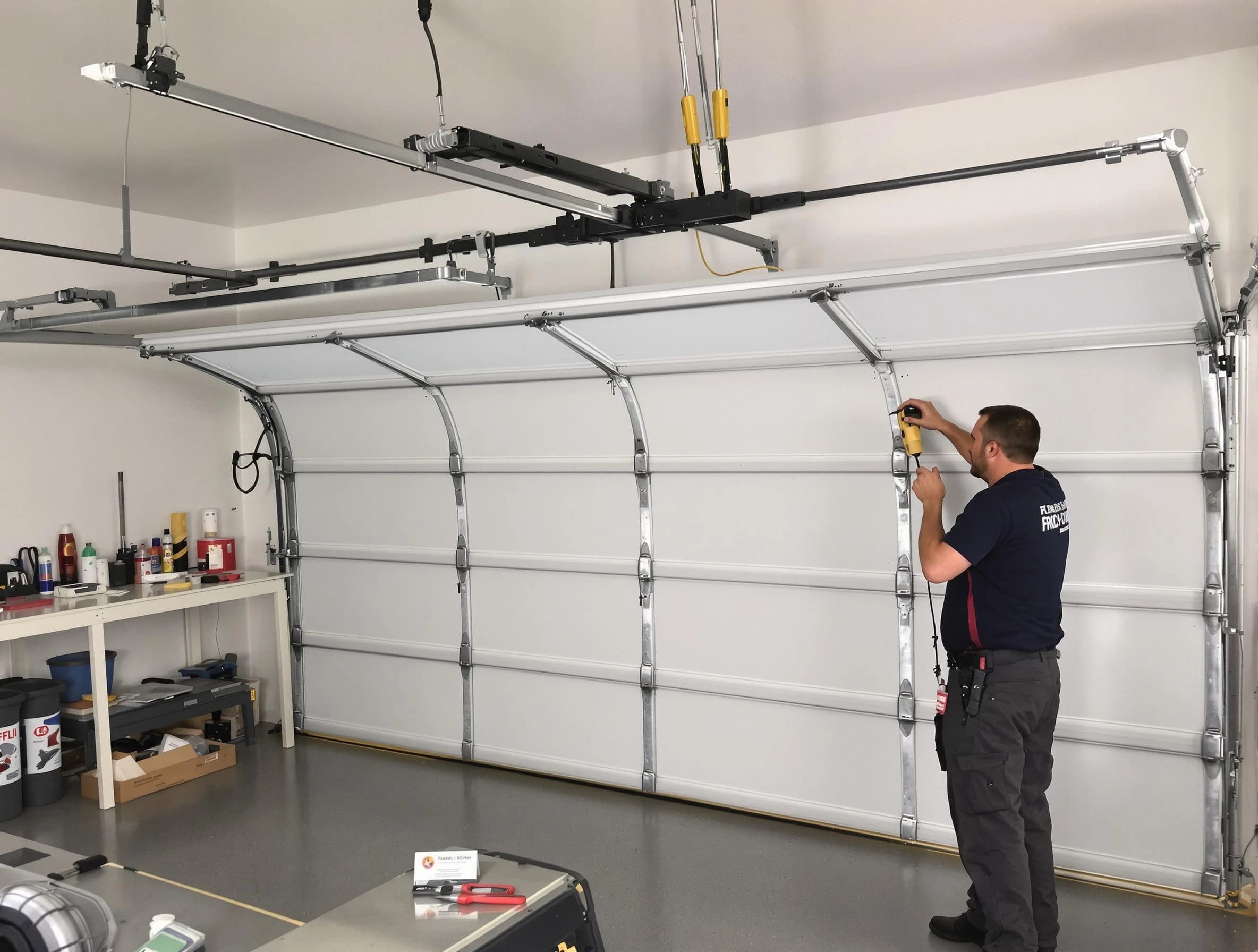 Wakefield Garage Door Repair certified technician performing overhead door system repair in Wakefield