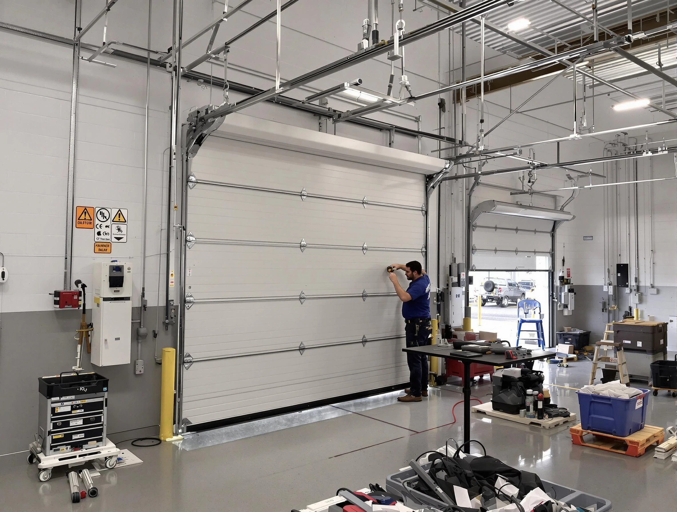 Commercial garage door repair being performed by Wakefield Garage Door Repair expert in Wakefield